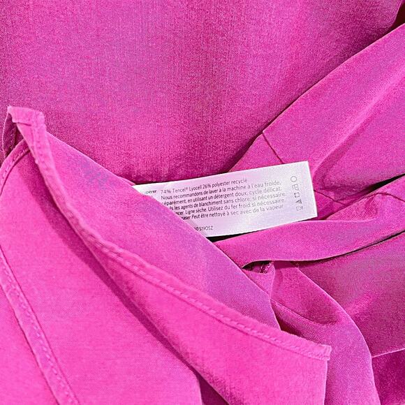 EILEEN FISHER Tencel Asymmetric Hem Midi Tank Dress Pink V Neck Womens Medium - Picture 7 of 8
